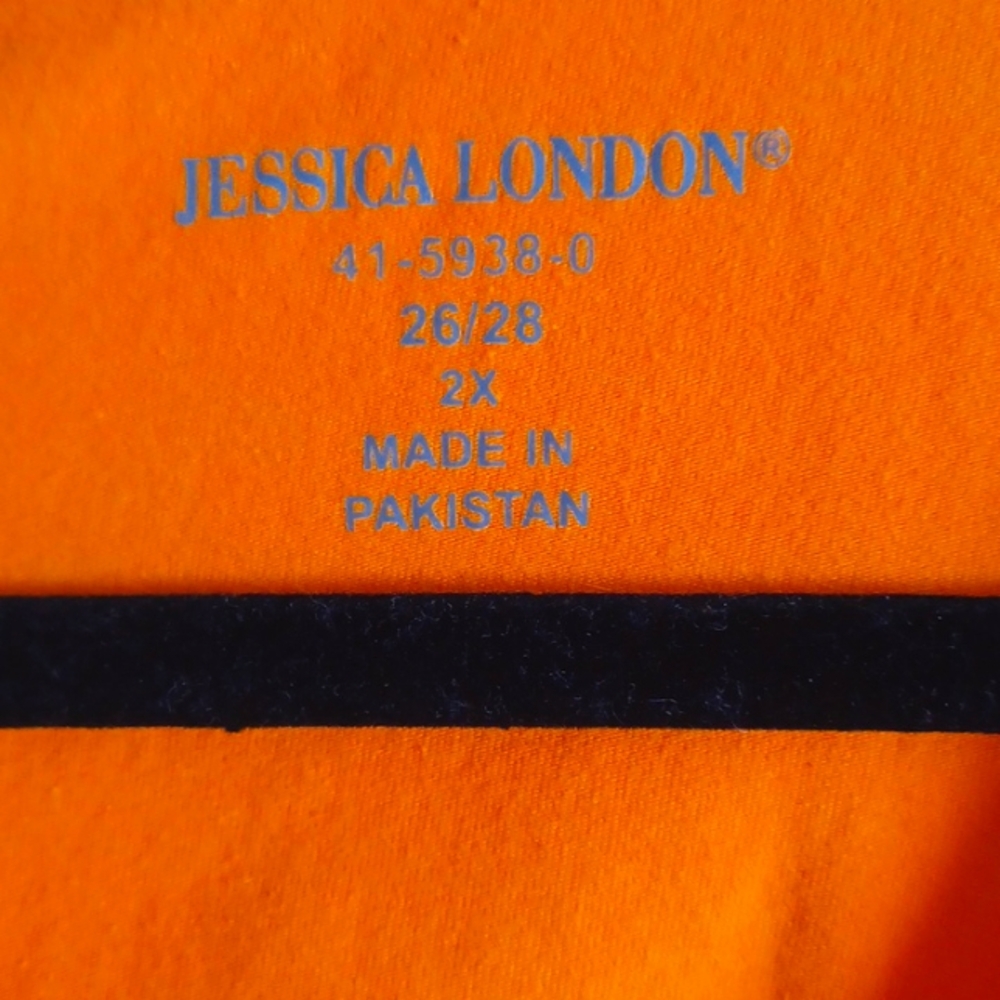 TWO Jessica London Sleeveless V-neck Tank Tops - Size 2X (26-28) Orange & White - Picture 4 of 5